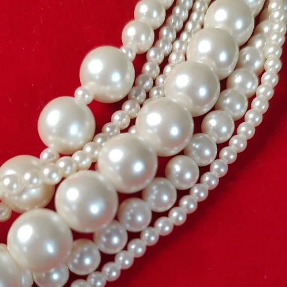 Classic Multi-Strand Ivory Pearl Necklace - Women Jewelry - Picture 2 of 3